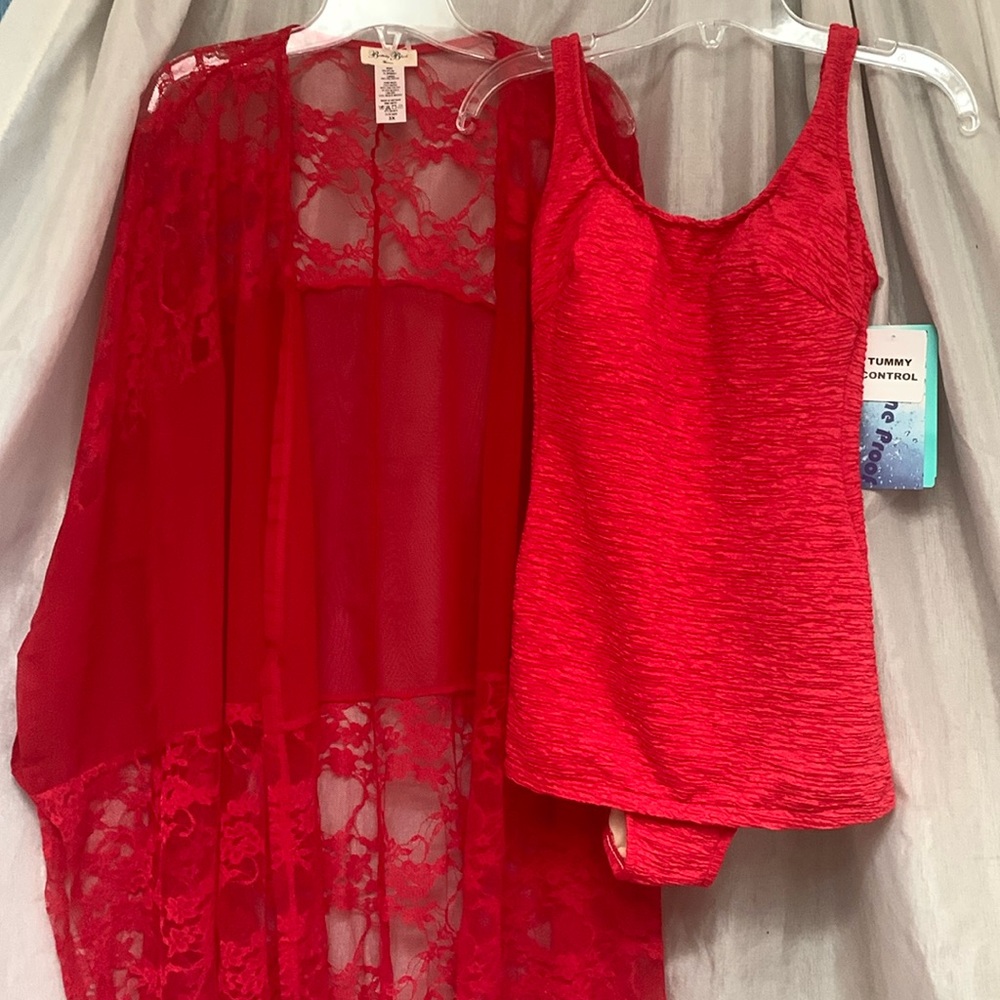 Penbrook red swimsuit combo